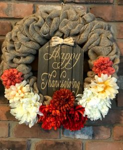 Happy Thanksgiving 16" Fall Burlap Wreath Door Decor