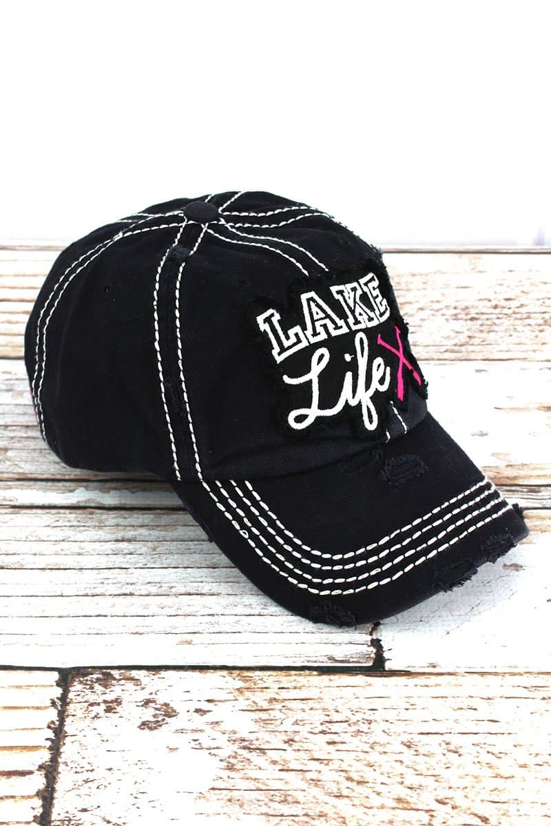 Distressed Black Lake Life Hat - Anchor Bay Life