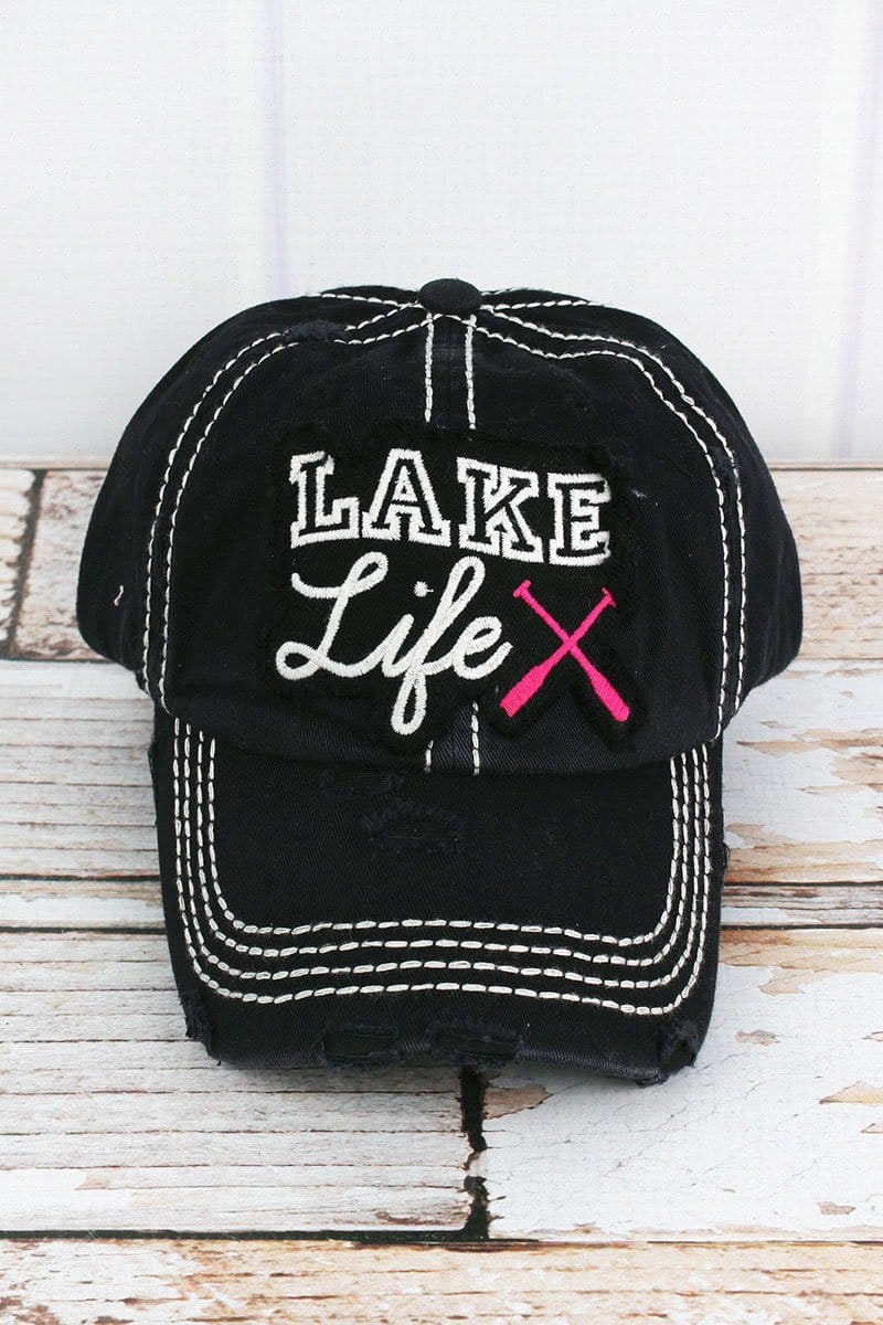 Distressed Black Lake Life Hat - Anchor Bay Life