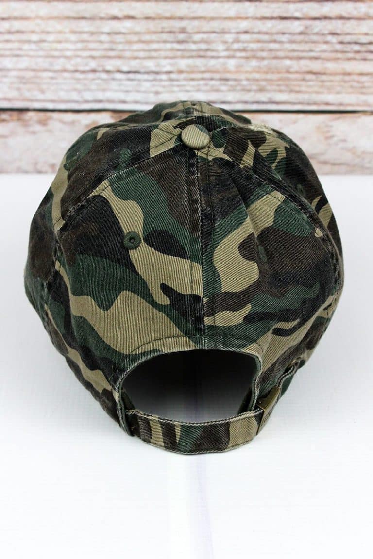 Distressed Green Camo American Flag Adjustable Hat - Anchor Bay Life