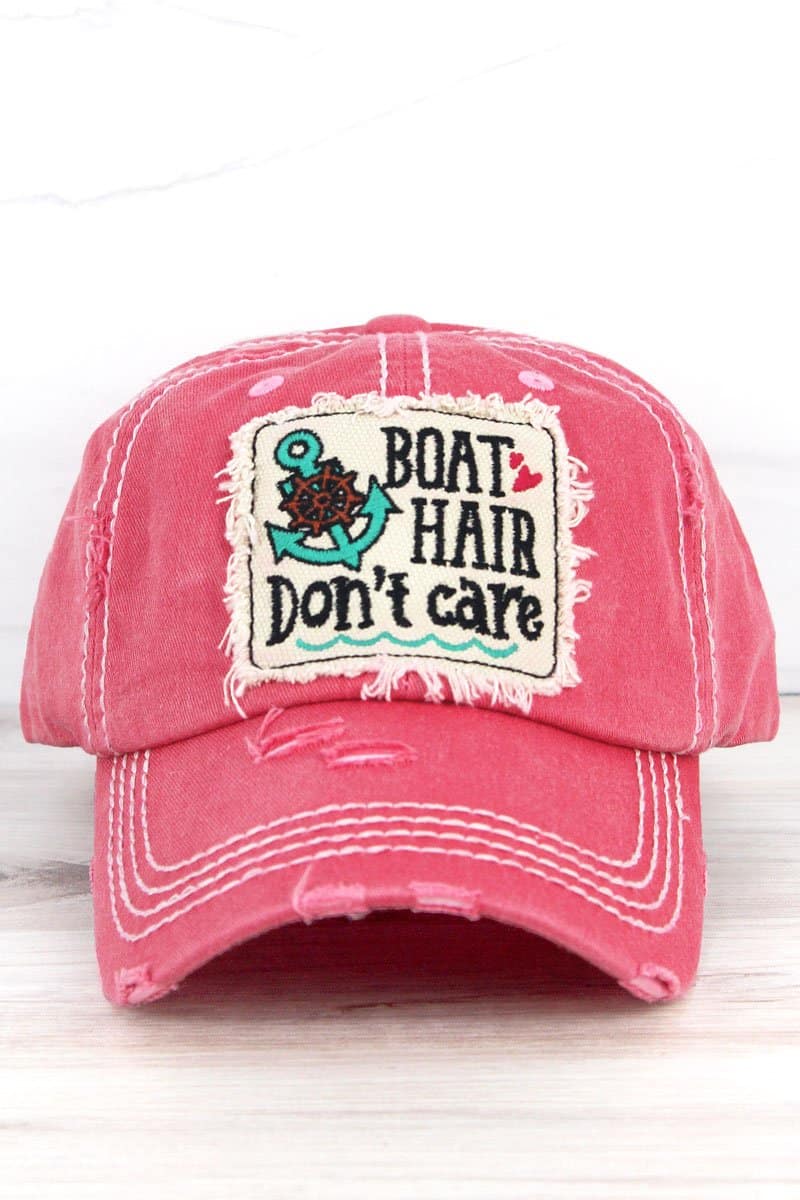 Boat Hair Don't Care Distressed Salmon Adjustable Hat - Anchor Bay Life