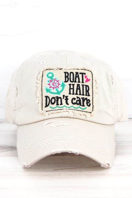 Boat Hair Don't Care Distressed Stone Adjustable Hat - Anchor Bay Life