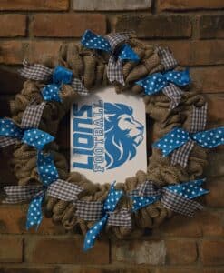 Detroit Lions Football 16" Burlap Wreath