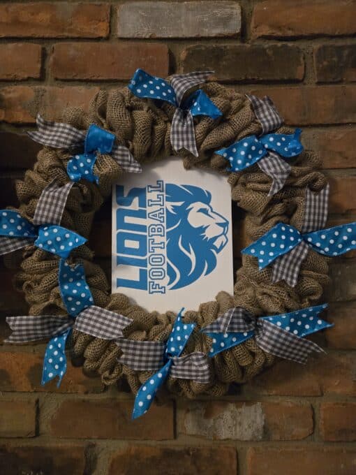 Detroit Lions Football 16" Burlap Wreath